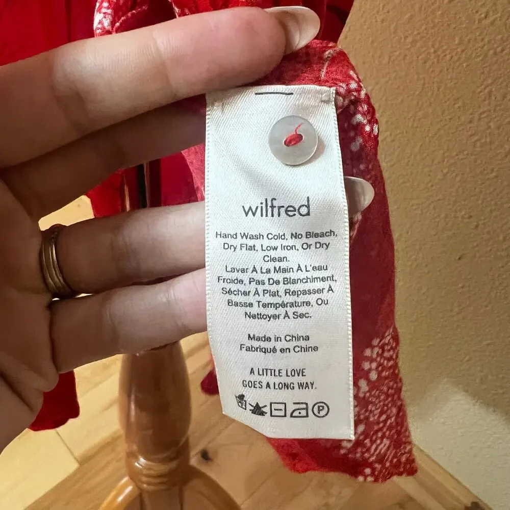 Aritzia | Wilfred Red Gallery Button front Long Sleeve Midi Dress WOMENS Small